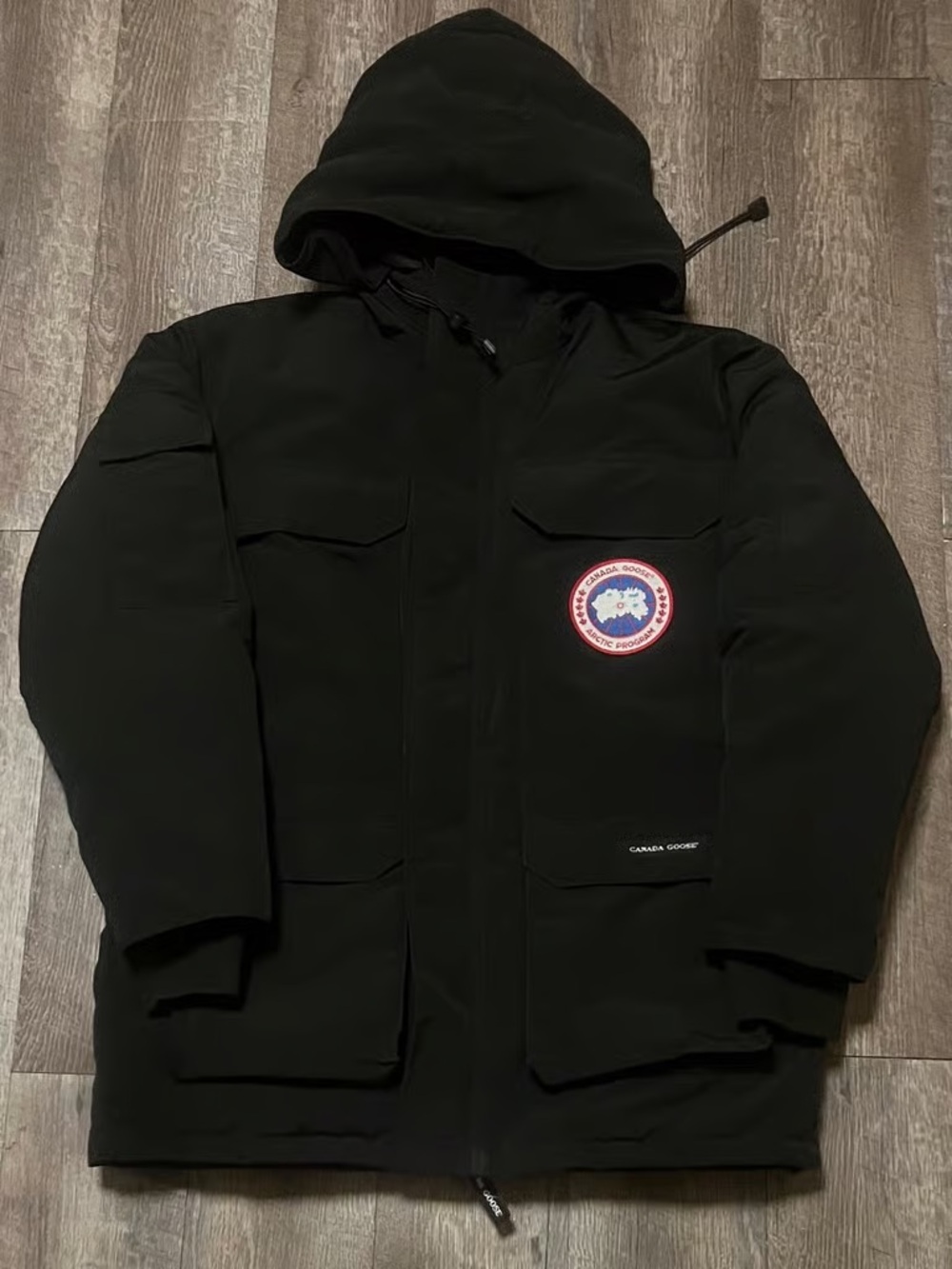Canada Goose Black Hooded Insulated Parka with Signature Patch